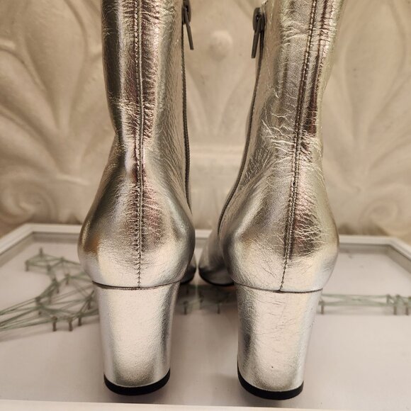 Arezzo Silver " Jemma" Block Booties. Leather. NIB. Size: Various - Picture 8 of 13